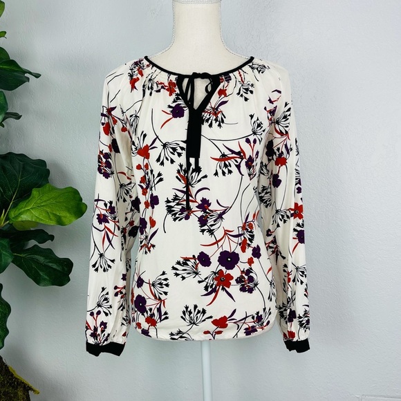 TOMMY HILFIGER FLORAL LOOSE FIT LONG SLEEVE BLOUSE - Picture 1 of 5
